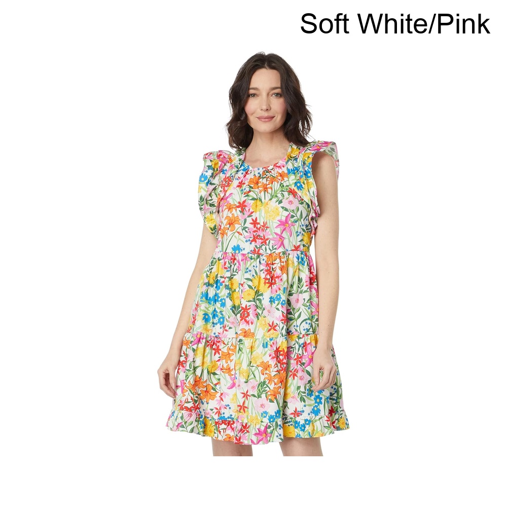 (取寄) マギー・ロンドン コットンポプリンフローラルプリントラッフルスリーブドレス maggy london Cotton Poplin Floral Print Ruffle Sleeve Dress|ジェットラグ店
