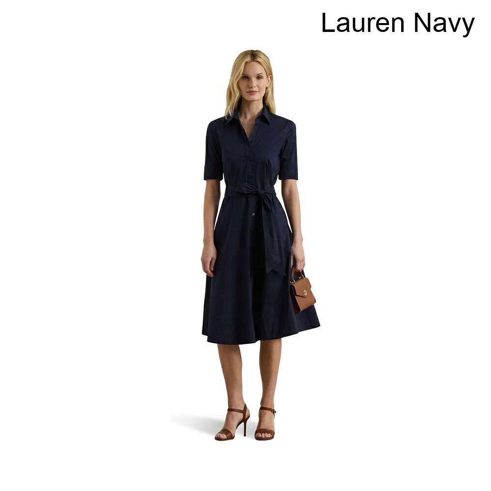(取寄) ラルフ・ローレン ベルト付きコットンブレンドシャツドレス lauren ralph lauren Belted Cotton-Blend Shirtdress｜ジェットラグ店