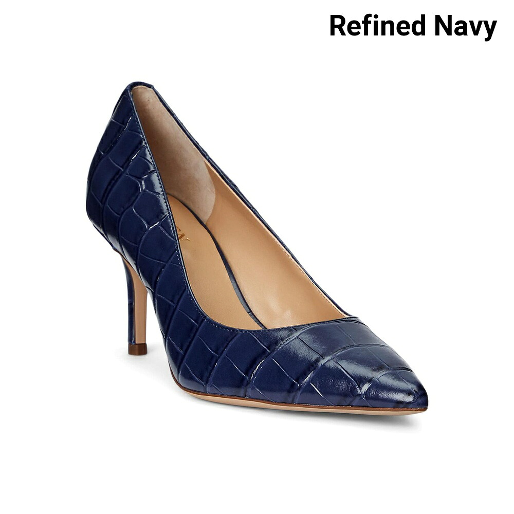 (取寄) ラルフ・ローレン ラネットクロコダイルエンボスレザーパンプス lauren ralph lauren Lanette Crocodile Embossed Leather Pumps|ジェットラグ店