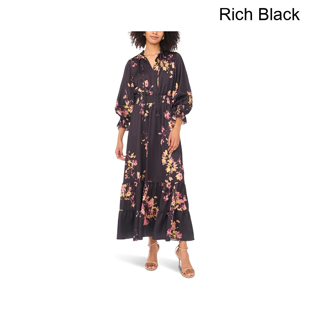 (取寄) ヴィンス・カムート スモック付きロングスリーブマキシドレス vince camuto Long Sleeve Maxi Dress with Smocked｜ジェットラグ店