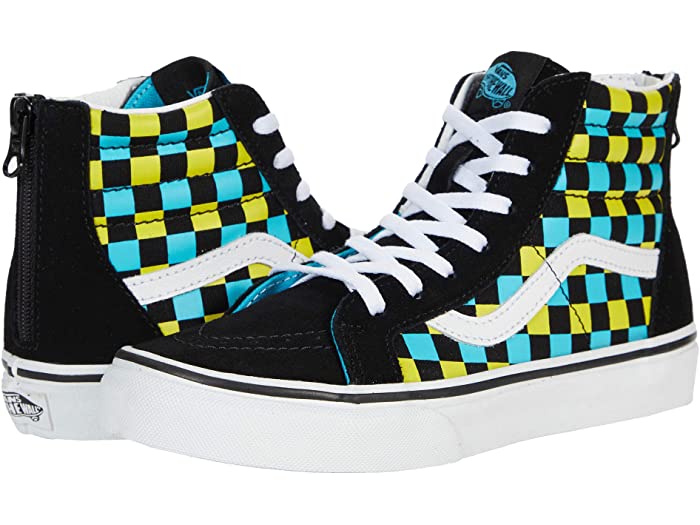 スニーカー Vans キッズ ビッグ ジップ 取寄 バンズ Kids Black Multi Check Glow Neon Kid Big Zip Sk8 Hi 激安通販 Soulyroots Com