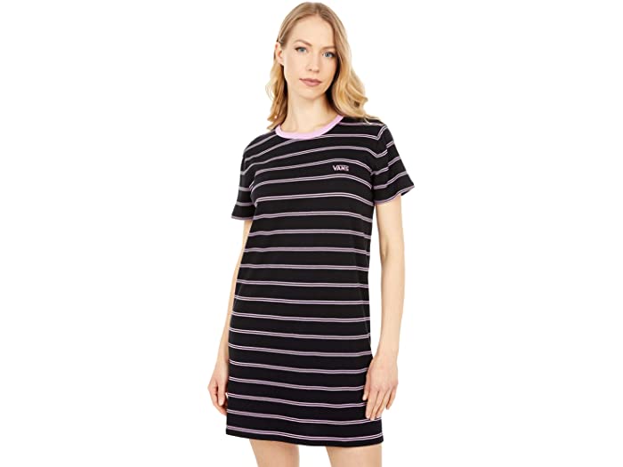 レディースファッション ワンピース ショート ストライプ アライ 取寄 バンズ スリーブ Black Dress Tee Sleeve Short Stripe Ally Vans ドレス ティー 肌触りがいい Blog Paraisodasbombas Com Br
