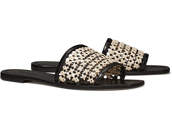 (取寄)トリーバーチ ウーブン ラフィア スライド Tory Burch Woven Raffia Slide Perfect Black/Natural