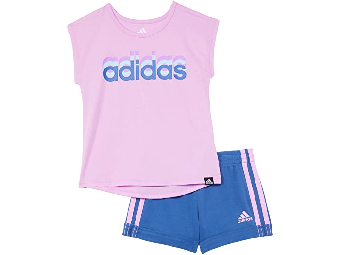 取寄 アディダス 舞蹈 ティーパーティー アンド 猿また ひとそろい トドラー リトル キッズ Adidas Kids Dance Tee Shorts Set Toddler Little Kids Light Lilac Adidas アディダス キッズ 上下セット セットアップ ガールズ 息子 プルオーバー ショーツ トップス