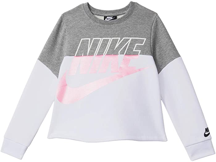 取寄 ナイキ カラー阻む フリース 汗水ジャージ トドラー リトル キッズ Nike Kids Color Block Fleece Sweatshirt Toddler Little Kids White Nike ナイキ スウェット キッズ フリース トレーナー 御令息 レディースサイズ 銘柄 運動競技 略式 表通り 大層サイズ
