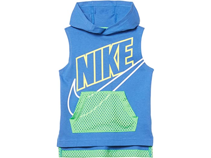 取寄 ナイキ スリーブレス ロゴ グラフィック フーデット ブラウス リトル キッズ Nike Kids Sleeveless Logo Graphic Hooded Top Little Kids Pacific Blue Nike ナイキ キッズ パーカー フーディ トップス 御令息 レディースサイズ ファッション ブランド名 スポーツ 簡略