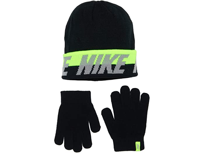 取寄 ナイキ ビーニー アンド グローブ ツー静穏 背景 ビッグ キッズ Nike Kids Beanie And Gloves Two Piece Set Big Kids Black Volt Nike ナイキ 手袋 キッズ 物いう花 赤子 グローブ 運動競技 商標名 モード 心地好い