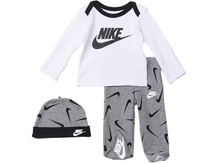 取寄 ナイキ ボーイズ キッズ ロング 衣手 Tシャツ フーテッド ズボン下 アンド 被り笠 スリー泰平 背景 インファント Nike Boy S Kids Long Sleeve T Shirt Footed Pants And Hat Three Piece Set Infant Carbon Heather Geo2 Co Uk