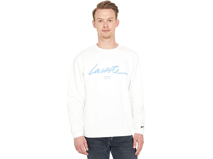 取寄 ラコステ メンズ ロング スリーヴ トレーナー ウィズ 本 胸間 Lacoste Men S Long Sleeve Sweatshirt With Script On Chest Flour Ice Org Br