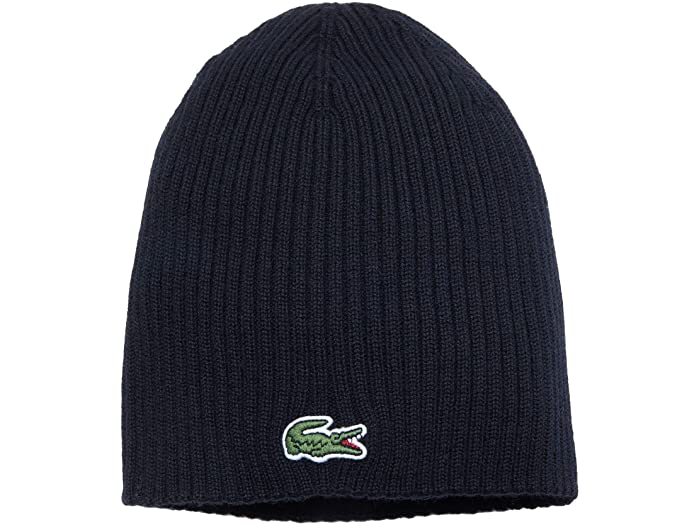 取寄 ラコステ メンズ ソリッド リブ ニット キャップ ウィズ リトル クロコ オン フロント Lacoste Men S Solid 2x2 Rib Knitted Cap With Little Croc On Front Black Fitzfishponds Com