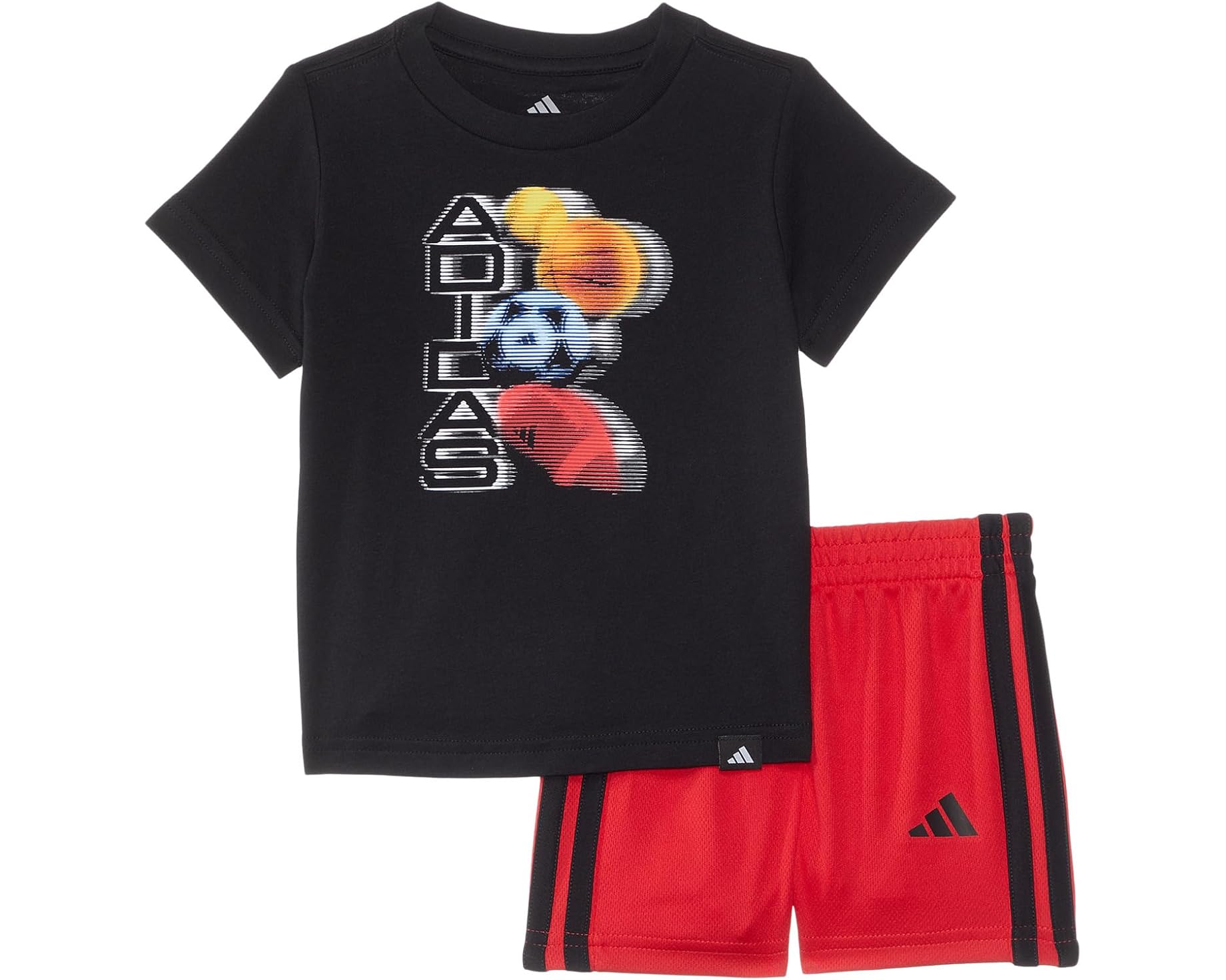 (取寄) アディダス キッズ グラフィック コットン ティー 3S ショート セット (インファント) adidas kids Graphic Cotton Tee &amp; 3S Short Set (Infant) Black Adi｜ジェットラグ店