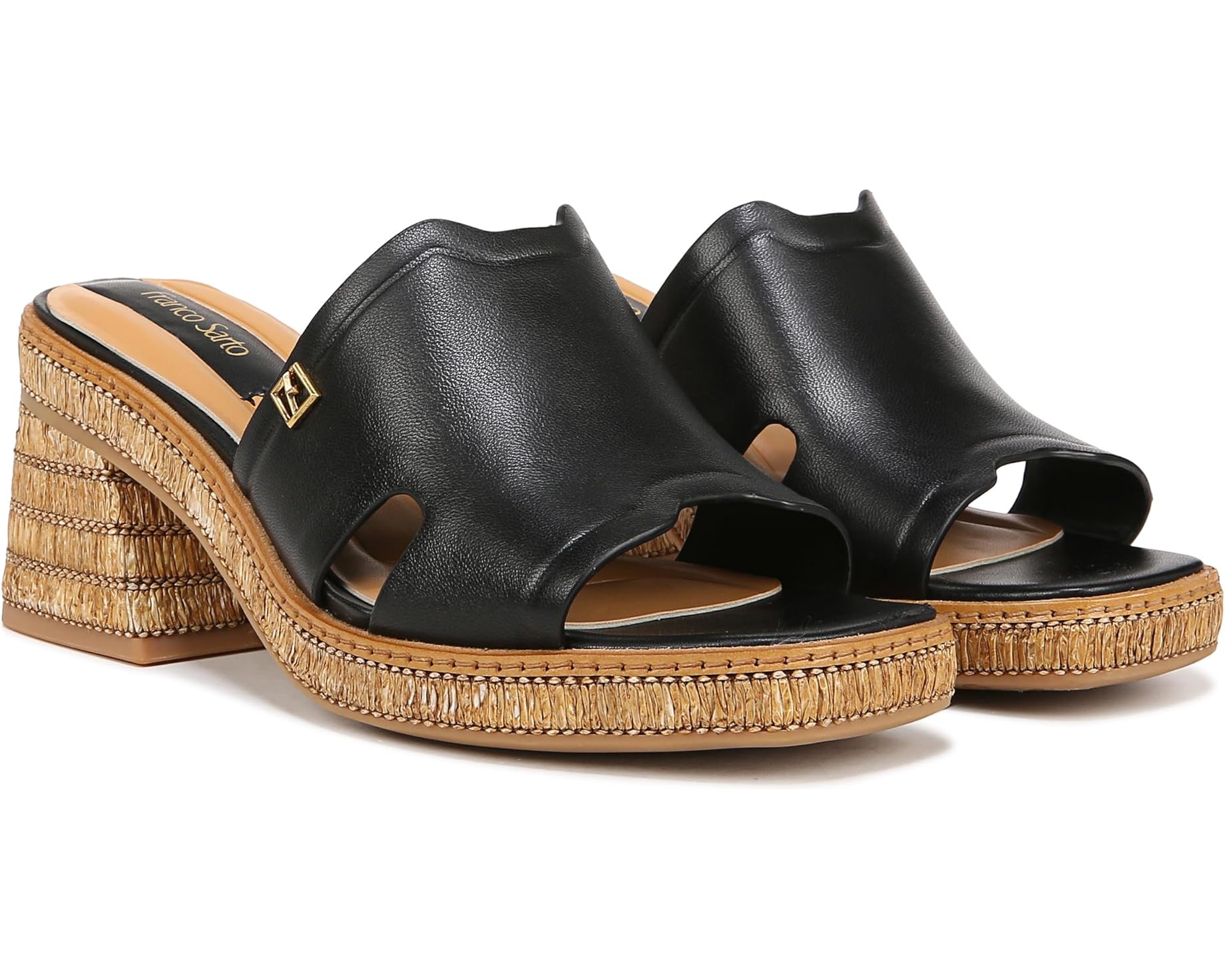 (取寄) フランコ サルト レディース フローレンス ファッション スライド ヒールド サンダル Franco Sarto women Florence Fashion Slide Heeled Sandals Black Leather｜ジェットラグ店