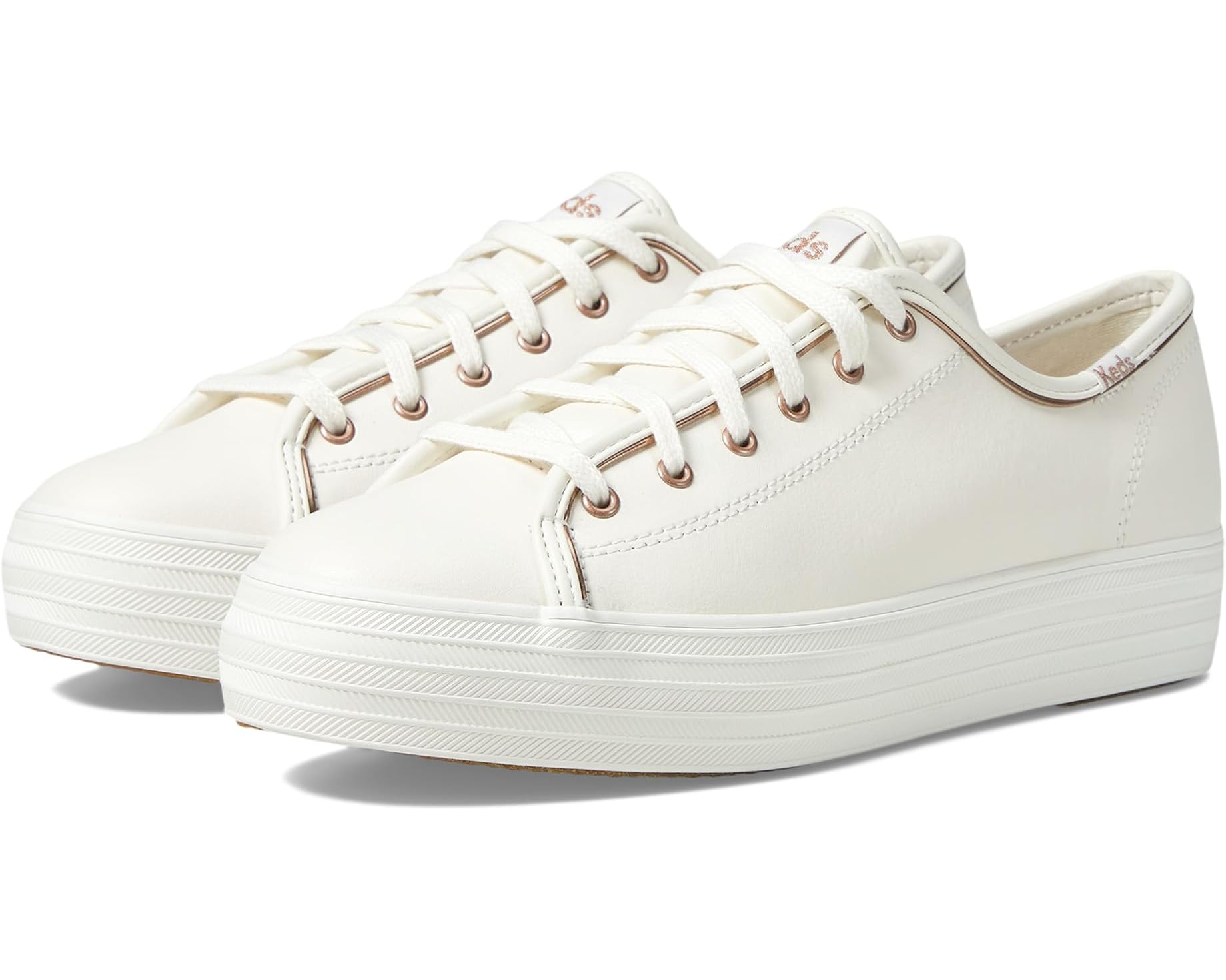 (取寄) ケッズ レディース トリプル キック レザー Keds women Triple Kick Leather White/Rose Gold｜ジェットラグ店