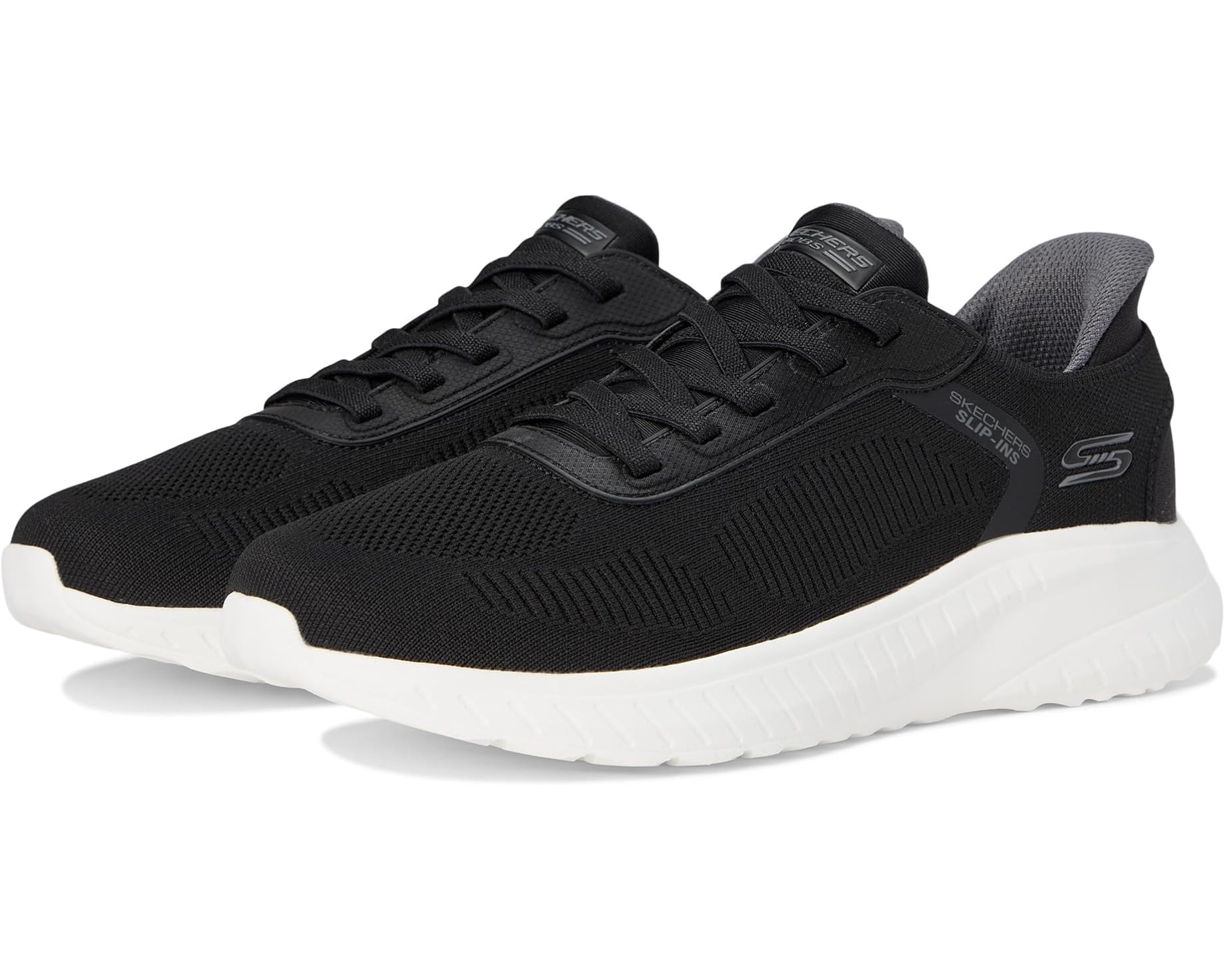 (取寄) ボブス スケッチャーズ メンズ ハンズ フリー スリップ-インス スクアッド カオス - ソリッド ステップ BOBS from SKECHERS men Hands Free Slip-Ins Squad Chaos - Solid Step Black/White｜ジェットラグ店
