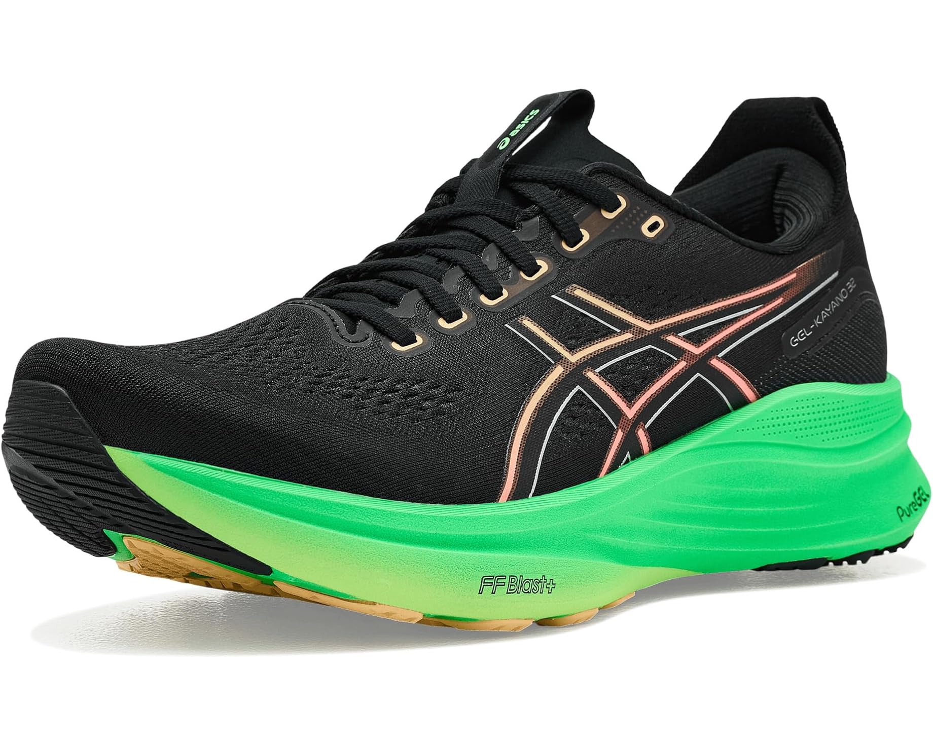 (取寄) アシックス メンズ ゲル-カヤノ 32 ASICS men GEL-Kayano 32 Black/Vital Green｜ジェットラグ店