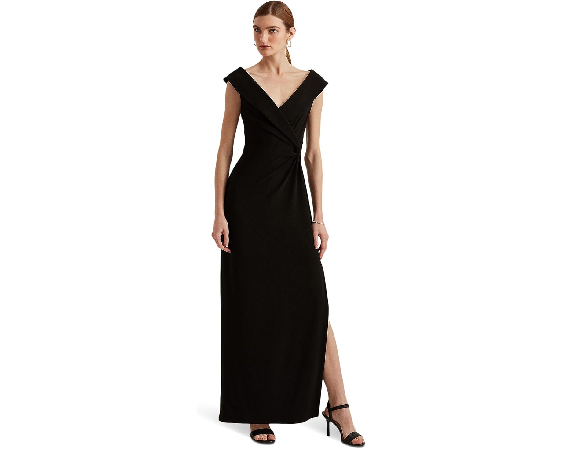 (取寄) ローレン ラルフローレン レディース ジャージ オフ-ザ-ショルダー ガウン Lauren Ralph Lauren women Jersey Off-the-Shoulder Gown Black｜ジェットラグ店