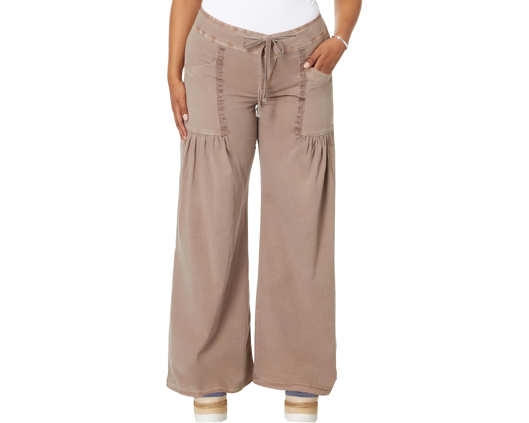 (取寄) XCVI レディース ウィローウィー ワイド レッグ ストレッチ ポプリン パンツ XCVI women Willowy Wide Leg Stretch Poplin Pant Mink｜ジェットラグ店