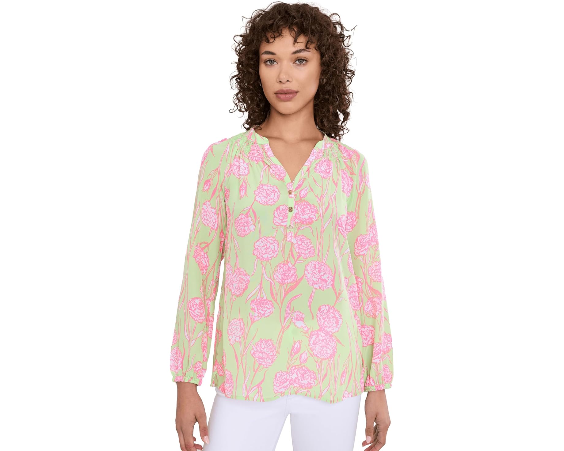(取寄) リリー ピュリッツァー レディース エルザ トップ Lilly Pulitzer women Elsa Top Pistachio Macaron Alina|ジェットラグ店