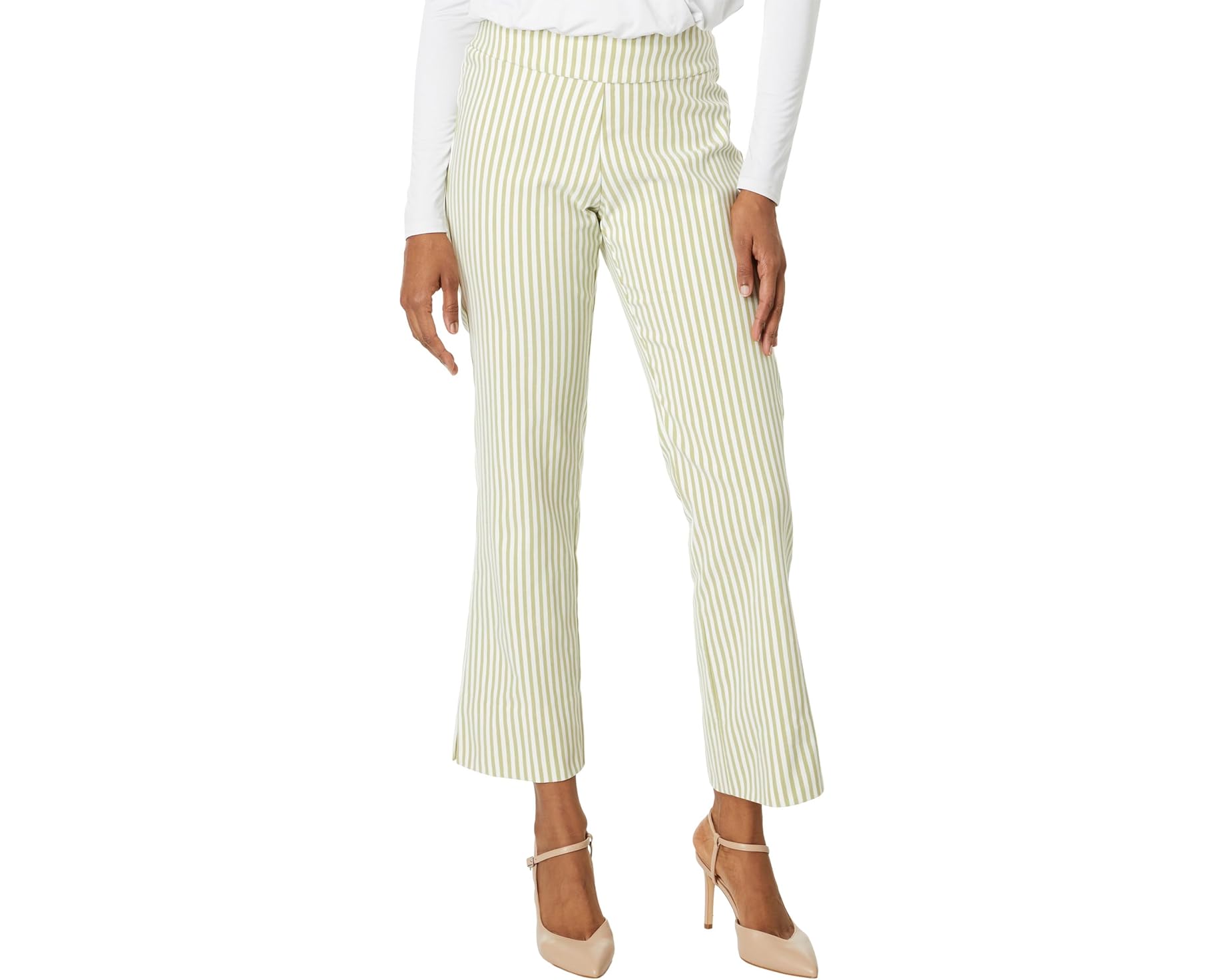 (取寄) クレイジー ラリー レディース ストレッチ リネン ワイド アンクル Krazy Larry women Stretch Linen Wide Ankle Sage Stripe｜ジェットラグ店