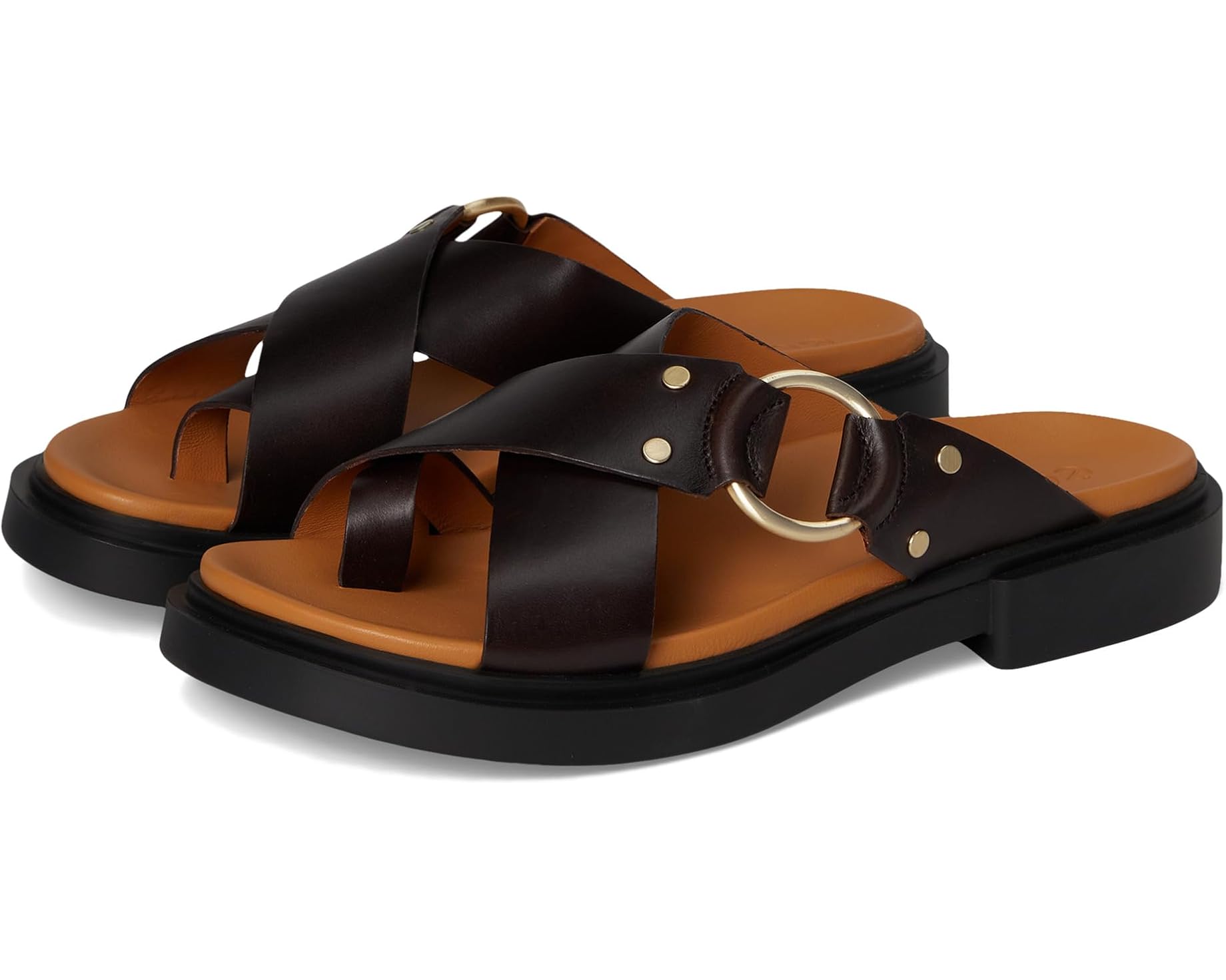 (取寄) エコー レディース ソウル トゥ ポスト リング オーナメント スライド サンダル ECCO women Seoul Toe Post Ring Ornament Slide Sandals Coffee|ジェットラグ店
