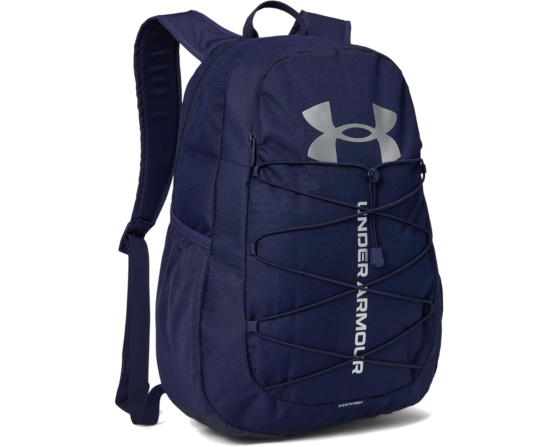 (取寄) アンダーアーマー ハッスル スポーツ バックパック Under Armour Hustle Sport Backpack Midnight Navy/Metallic Silver｜ジェットラグ店