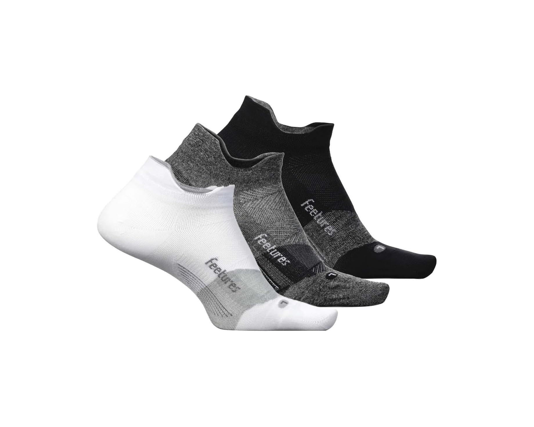 (取寄) フィーチャーズ ユニセックス エリート ウルトラ ライト ノー ショー タブ 3-ペア パック Feetures unisex Elite Ultra Light No Show Tab 3-Pair Pack White/Black/Gray|ジェットラグ店