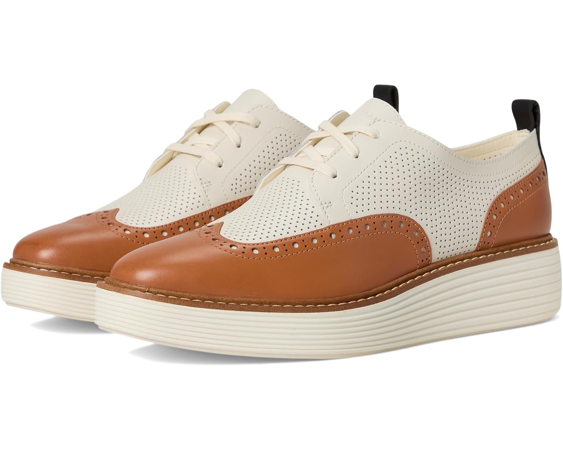 (取寄) コールハーン レディース オリジナルグランド プラットフォーム ウイング ティップ オックスフォード Cole Haan women Originalgrand Platform Wing Tip Oxford Pecan/Ivory｜ジェットラグ店