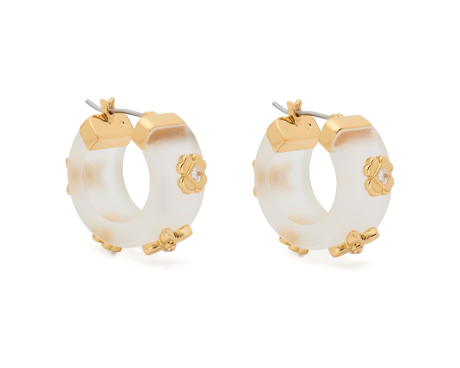 (取寄) ケイトスペード ヘリテージ ブルーム スモール フープス Kate Spade New York Heritage Bloom Small Hoops Clear/Gold｜ジェットラグ店
