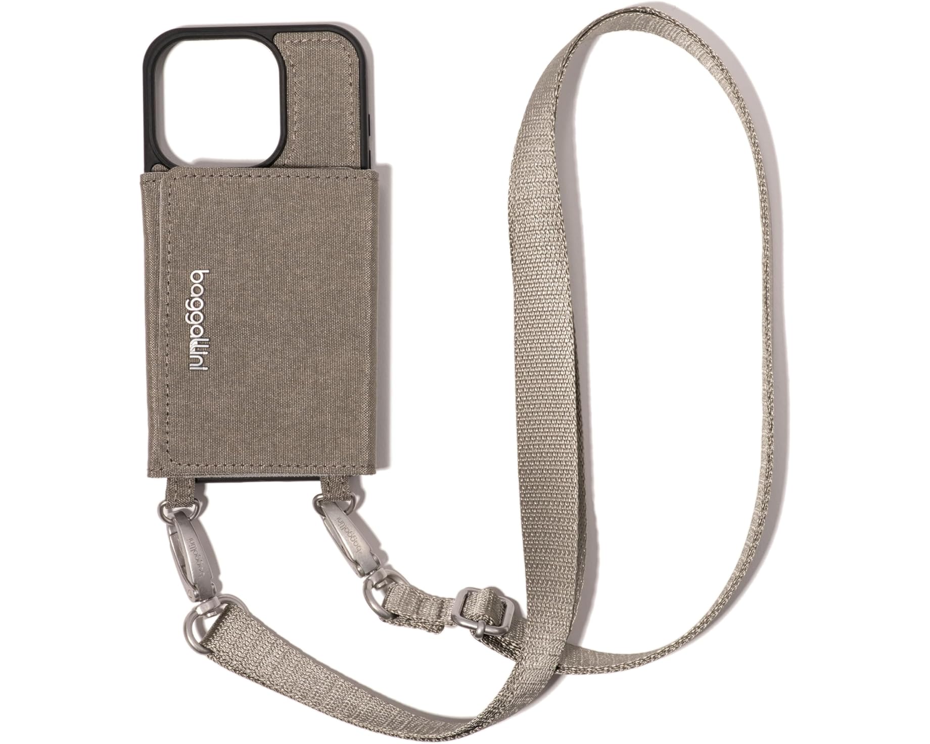 (取寄) バッガリーニ オン ザ ゴー アイフォン カード ケース クロスボディ Baggallini On The Go IPhone Card Case Crossbody Sterling Shimmer|ジェットラグ店