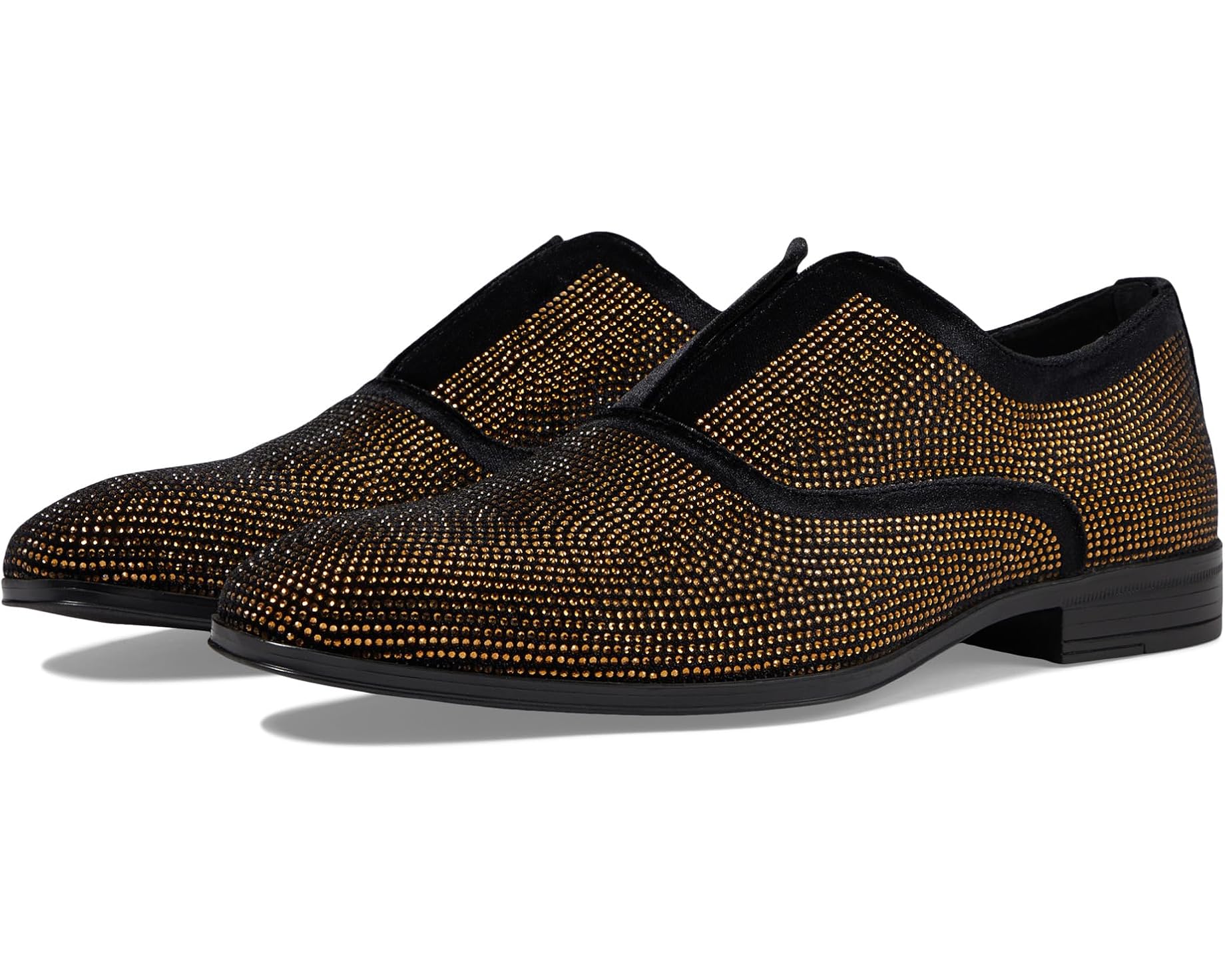 (取寄) ステイシー アダムス メンズ ラインストーン スリッポン Stacy Adams men Starleigh Rhinestone Slip-On Black/Gold|ジェットラグ店