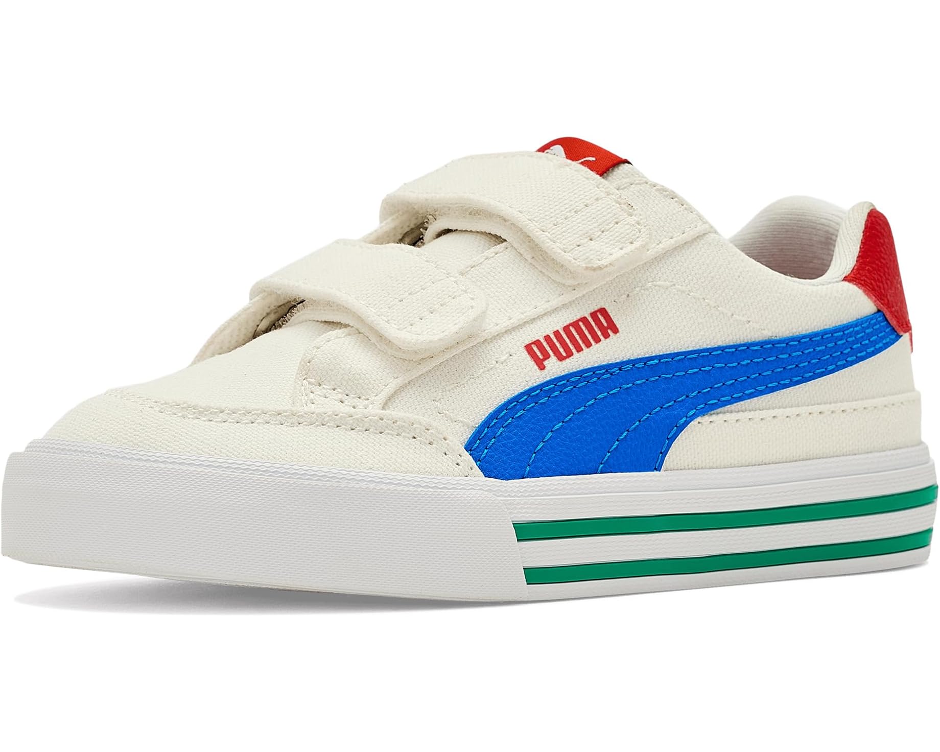 (取寄) プーマ コート クラシック バルク フック アンド ループ (リトル キッド) PUMA Court Classic Vulc Hook And Loop (Little Kid) White/Racing Blue|ジェットラグ店