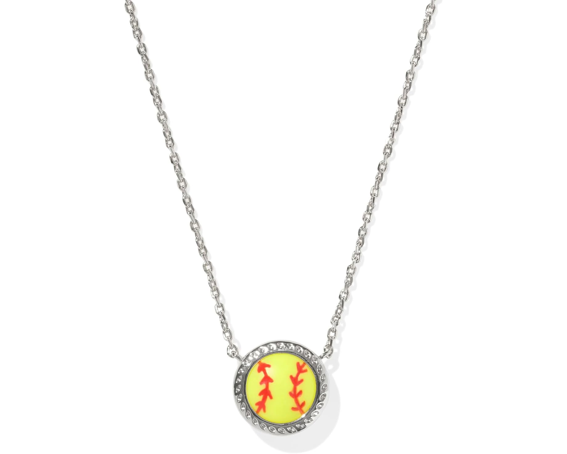 (取寄) ケンドラスコット ソフトボール ショート ペンダント ネックレス Kendra Scott Softball Short Pendant Necklace Silver Chartreuse Magnesite｜ジェットラグ店