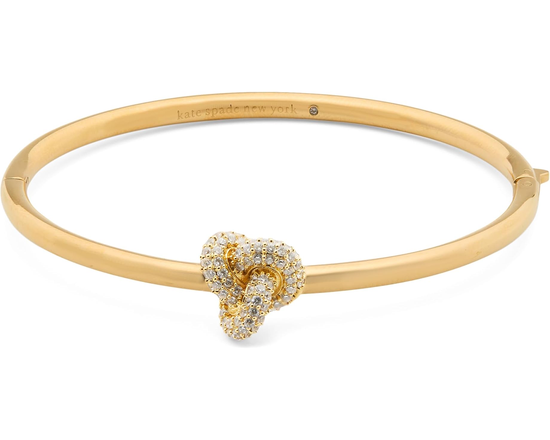 (取寄) ケイトスペード ダブル ノット パヴェ ヒンジド バングル Kate Spade New York Double Knot Pave Hinged Bangle Clear/Gold｜ジェットラグ店