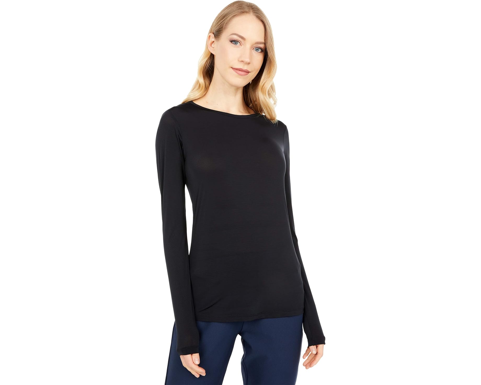 (取寄) ジェイミー サドック レディース サンセンス クルー ネック トップ ロング スリーブ Jamie Sadock women Sunsense Crew Neck Top Long Sleeve Jet｜ジェットラグ店