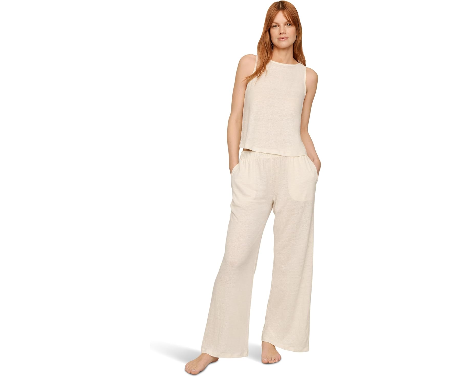 (取寄) エバージェイ レディース オーガニック リネン パンツ Eberjey women Organic Linen Pants Ivory|ジェットラグ店