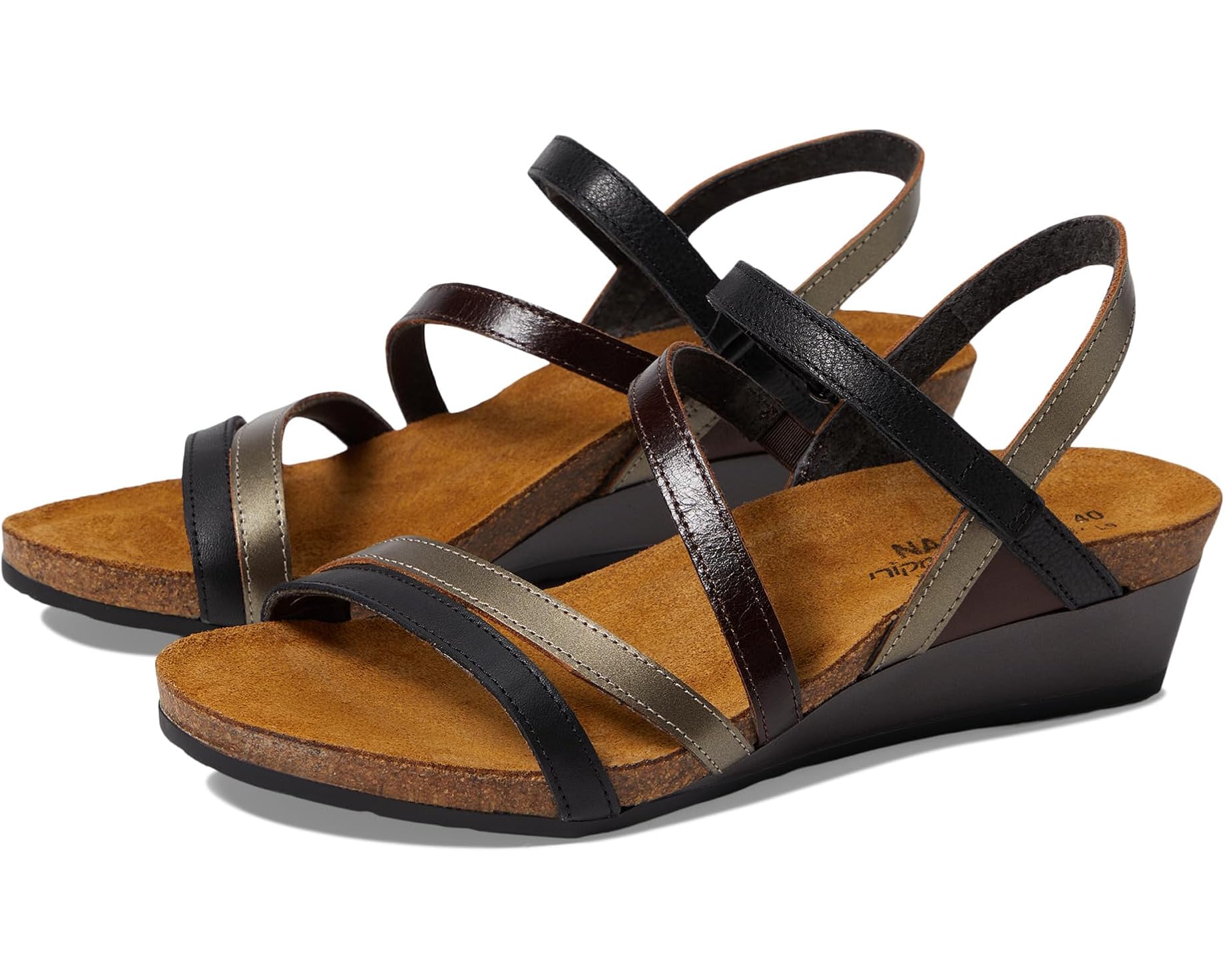 (取寄) ナオト レディース ヒーロー Naot women Hero Black Leather/Walnut Leather Combination|ジェットラグ店