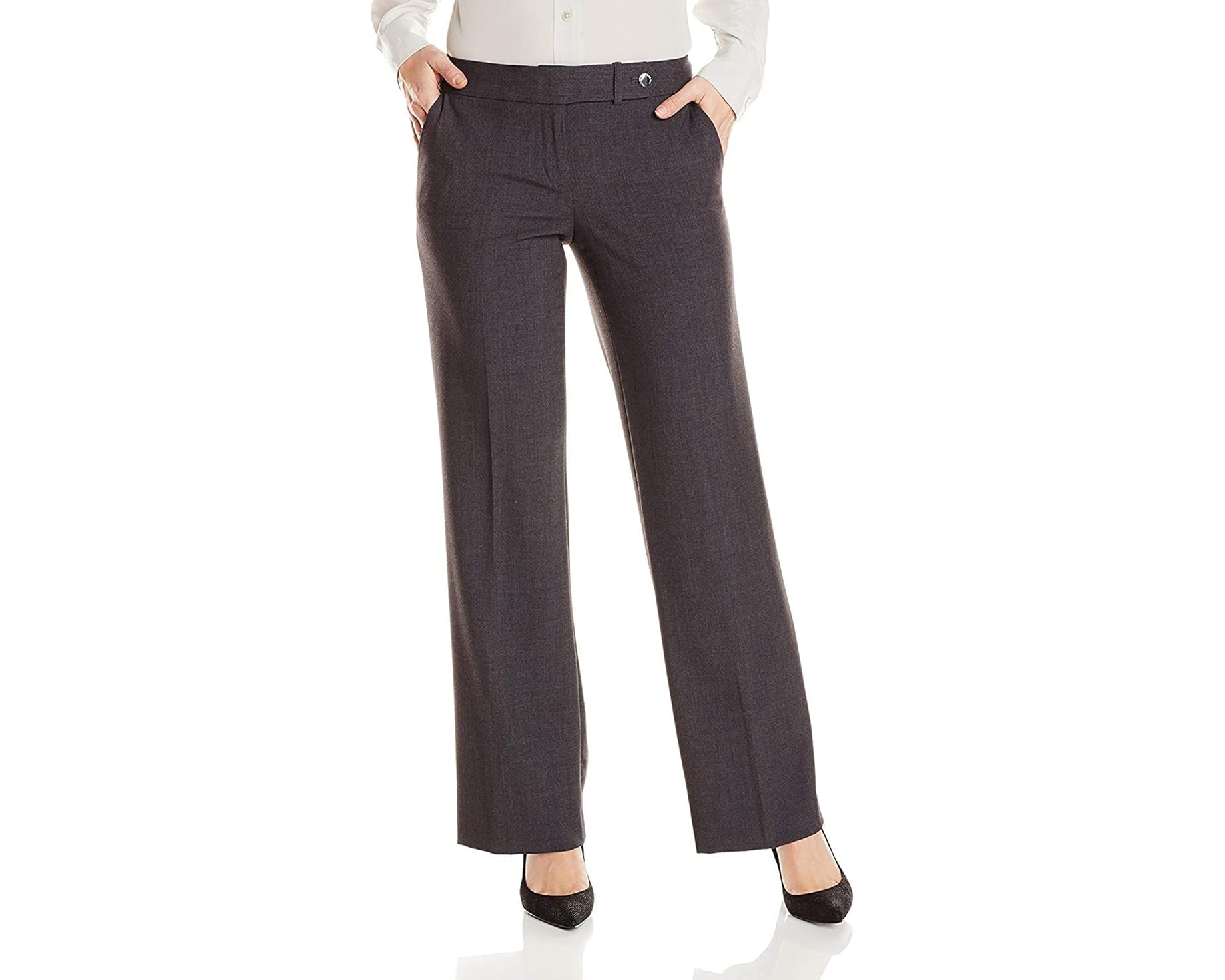 (取寄) カルバンクライン レディース ピティート サイズ ストレート-レッグ パンツ Calvin Klein women Petite Size Straight-Leg Pant Charcoal｜ジェットラグ店