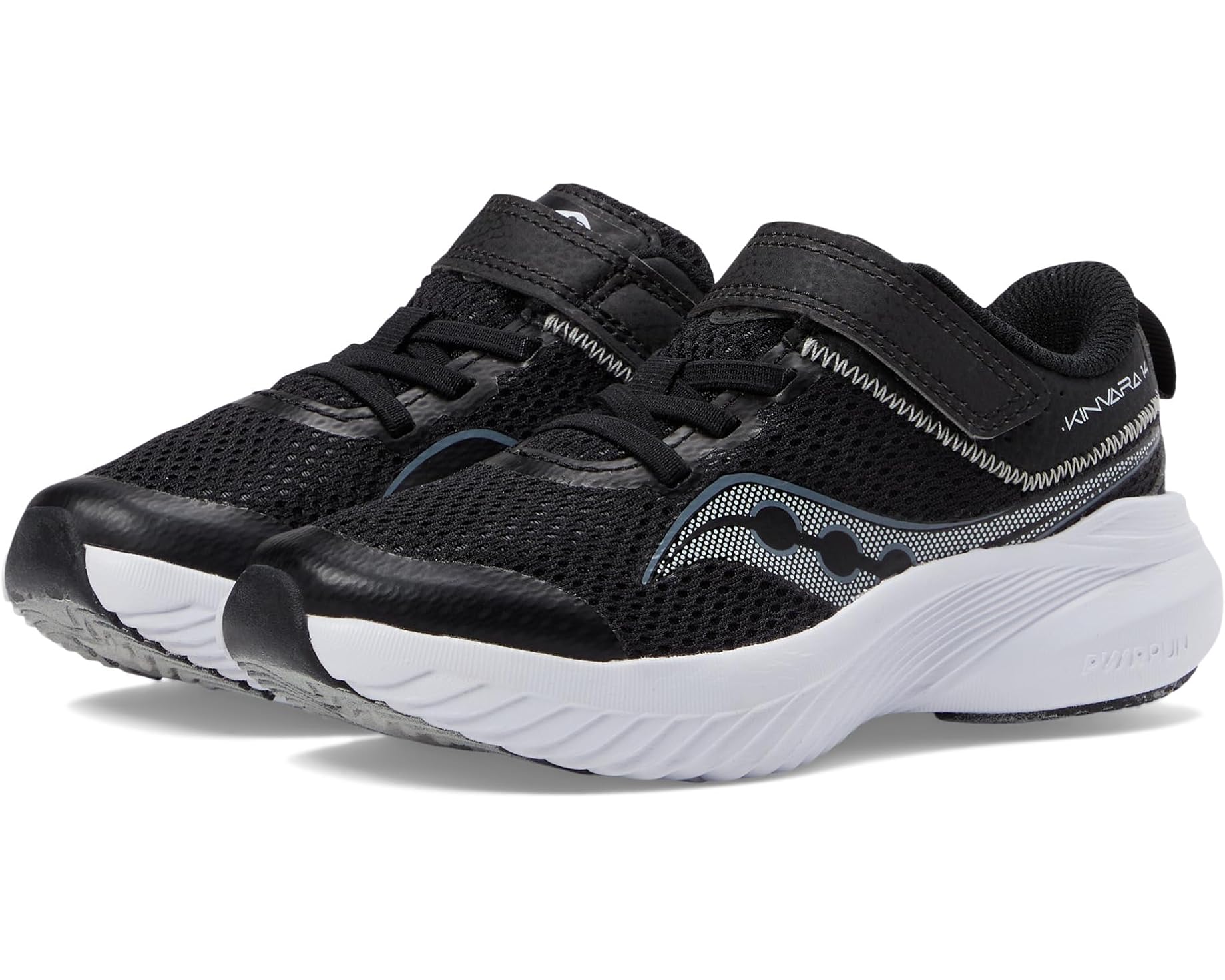 (取寄) サッカニー キッズ キンバラ 14 A/C スニーカー (リトル キッド/ビッグ キッド) Saucony kids Kinvara 14 A/C Sneakers (Little Kid/Big Kid) Black/Grey｜ジェットラグ店