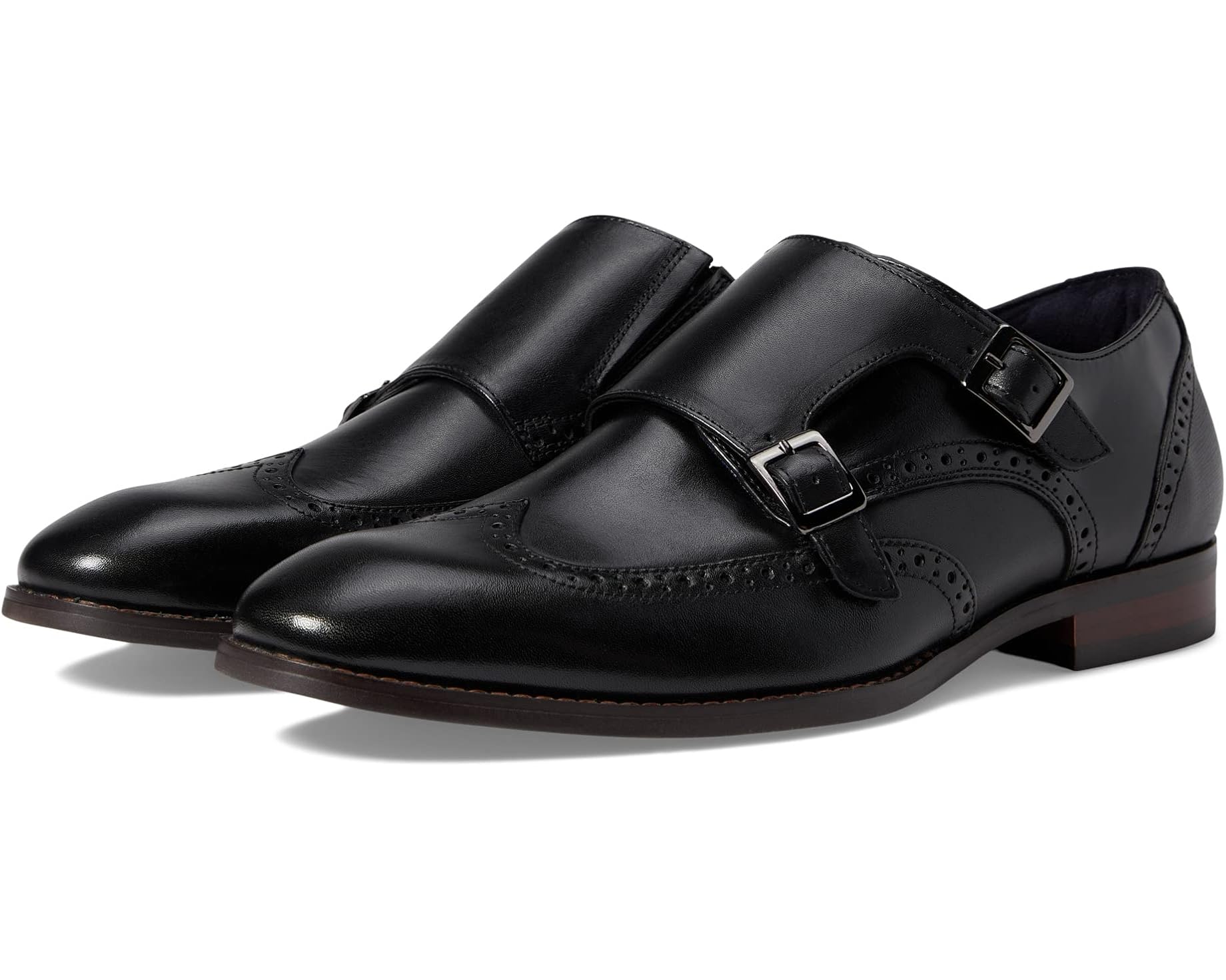 (取寄) ステイシー アダムス メンズ カーソン ウイング ティップ ダブル モンク ストラップ Stacy Adams men Karson Wing Tip Double Monk Strap Black｜ジェットラグ店