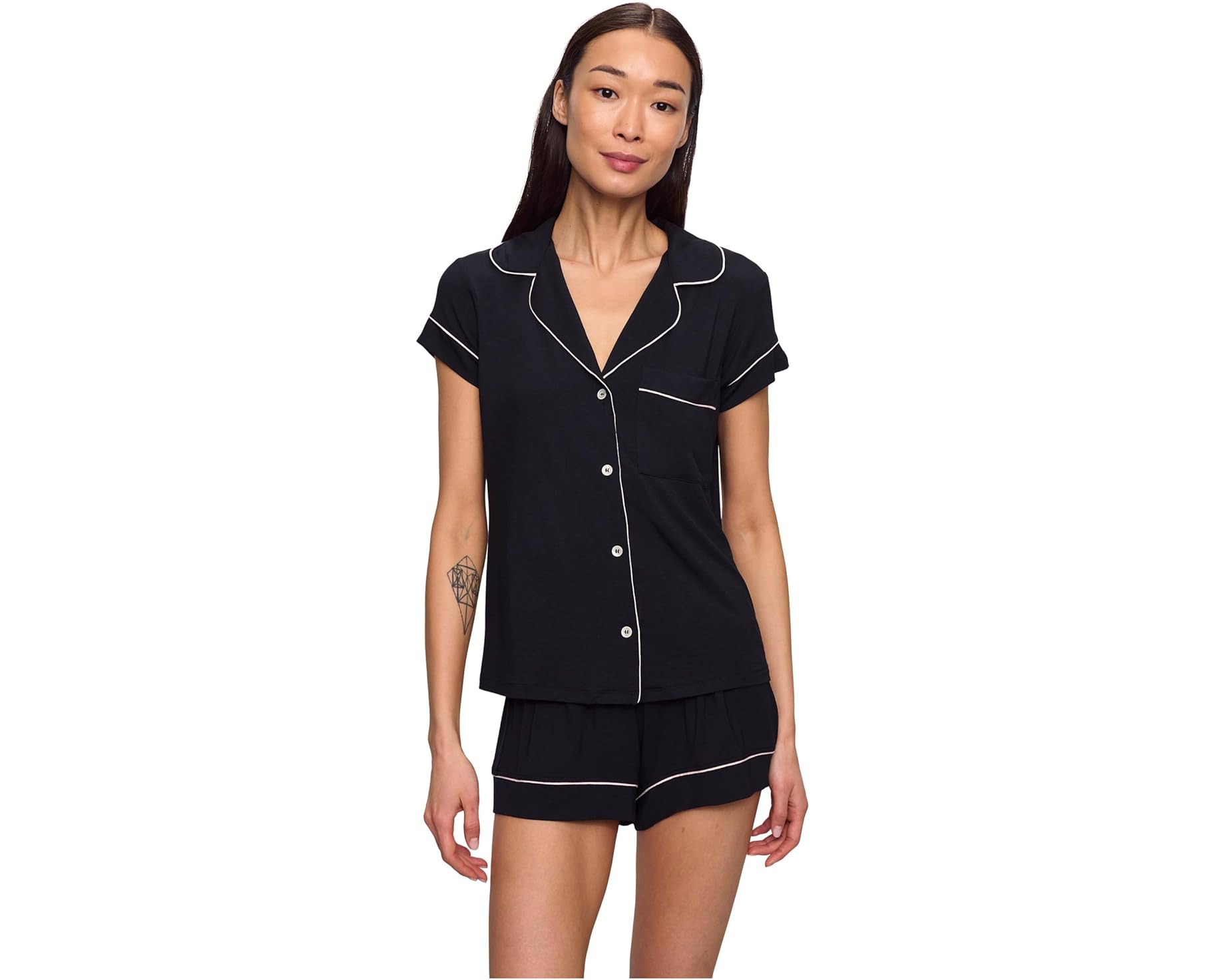 (取寄) エバージェイ レディース ジゼル - ショーティ ショート Pj セット Eberjey women Gisele - Shortie Short PJ Set Black/Sorbet Pink｜ジェットラグ店