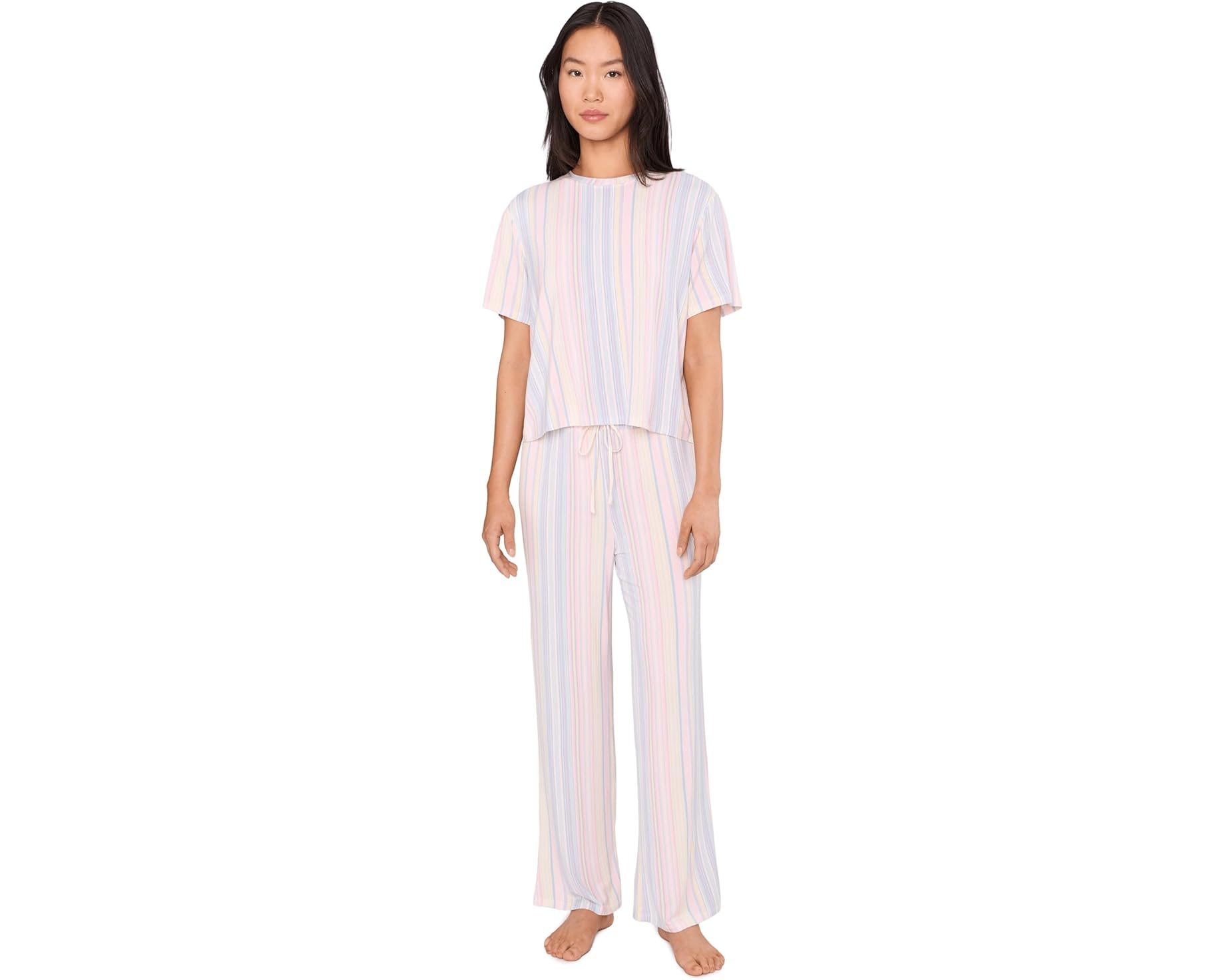 (取寄) レディース オール アメリカン ティー パンツ セット HONEYDEW women All American Tee Pant Set Dew Multi Stripe｜ジェットラグ店