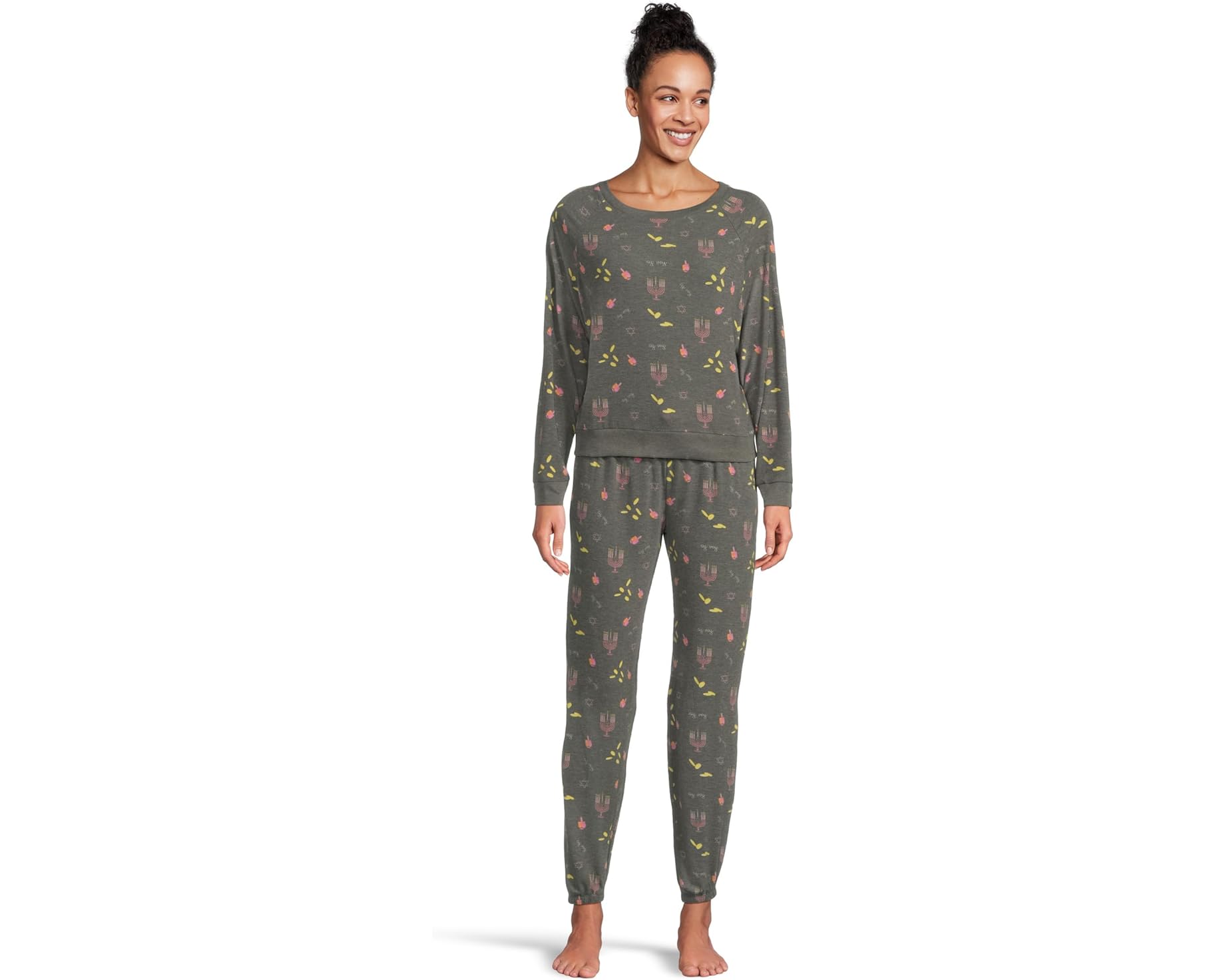 (取寄) レディース スター シーカー ブラッシュ ジャージ ラウンジ セット HONEYDEW women Star Seeker Brushed Jersey Lounge Set Charcoal Hanukkah｜ジェットラグ店