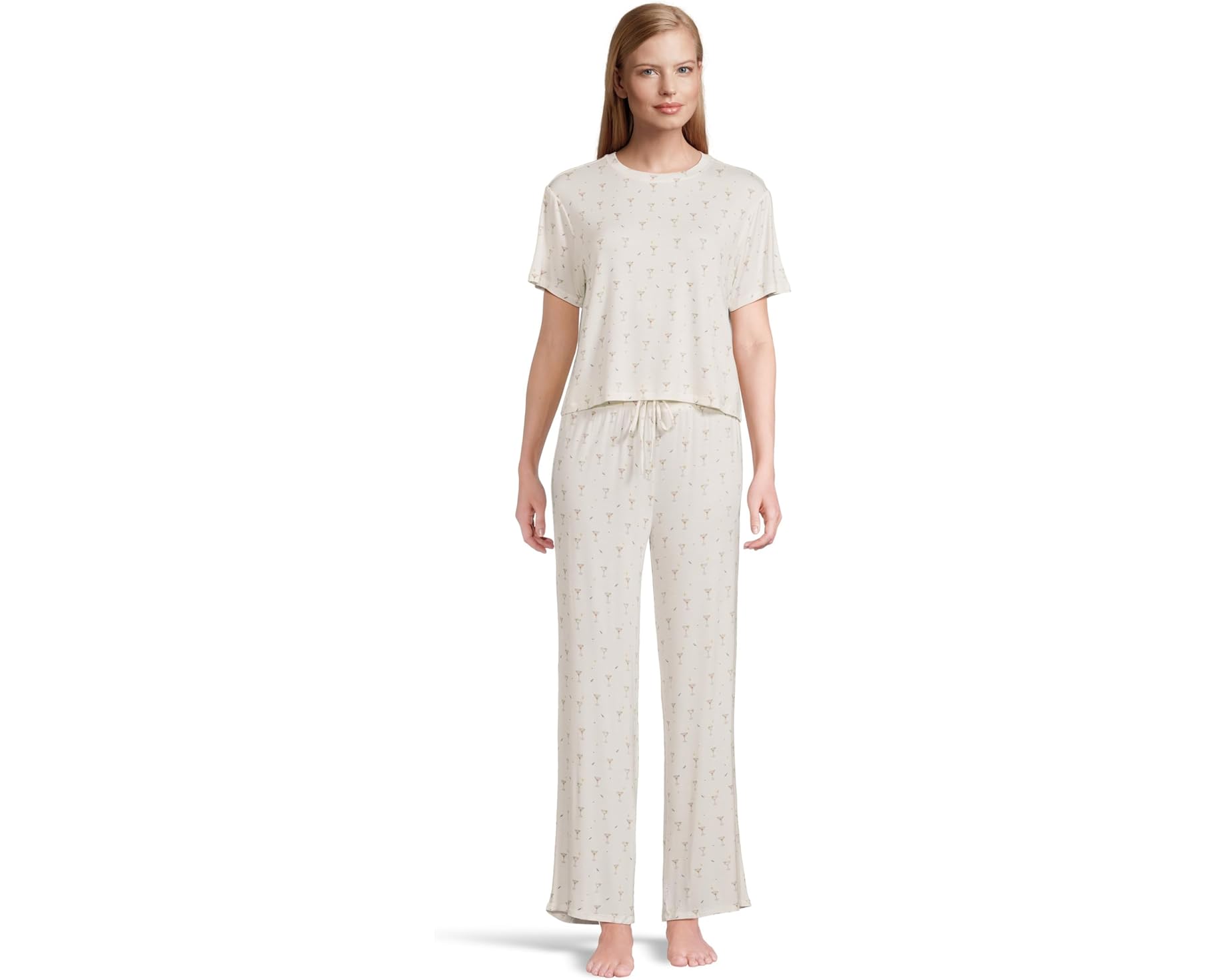 (取寄) レディース オール アメリカン Pj セット HONEYDEW women All American PJ Set Ivory Martinis｜ジェットラグ店