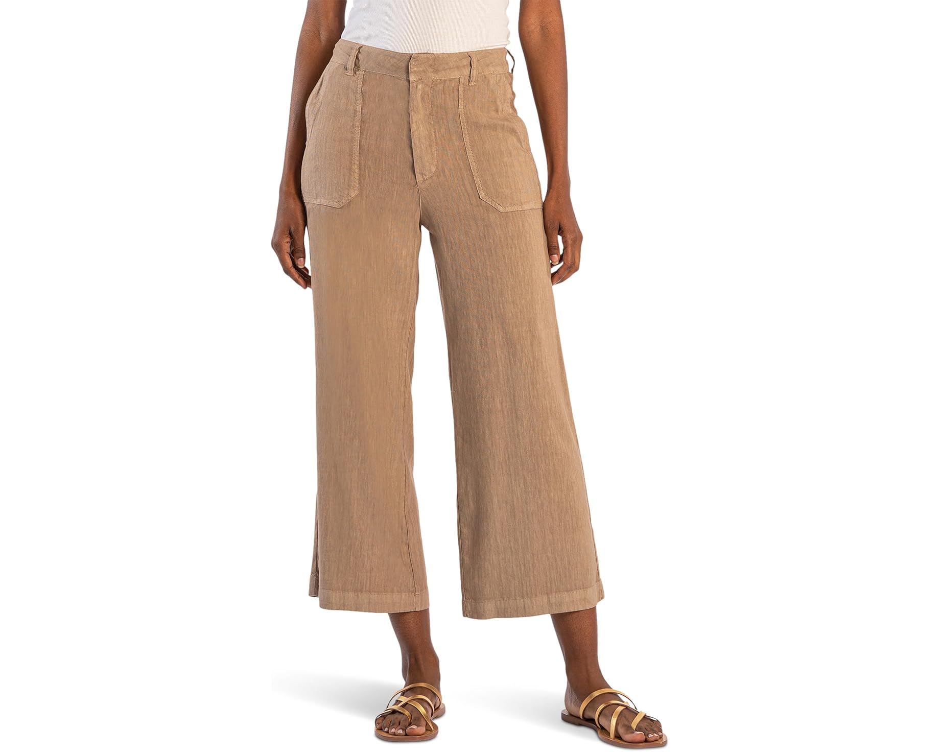 (取寄) カット フロム ザ クロス レディース レッグ パンツ ポケッツ KUT from the Kloth women Topaz-Wide Leg Pant W/Porkchop Pockets Khaki|ジェットラグ店