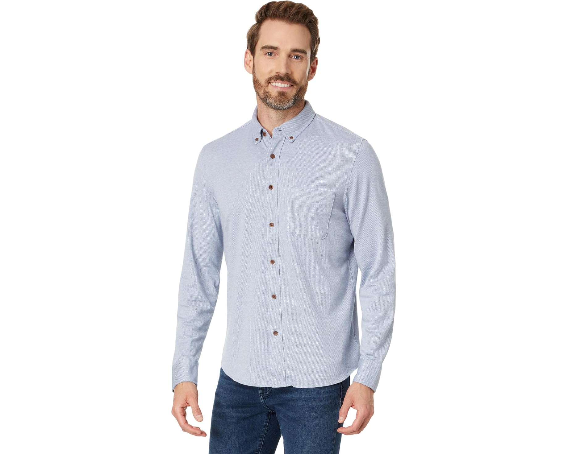 (取寄) ファリティ メンズ コーストライン ニット シャツ Faherty men Coastline Knit Shirt Oceanside Blue｜ジェットラグ店