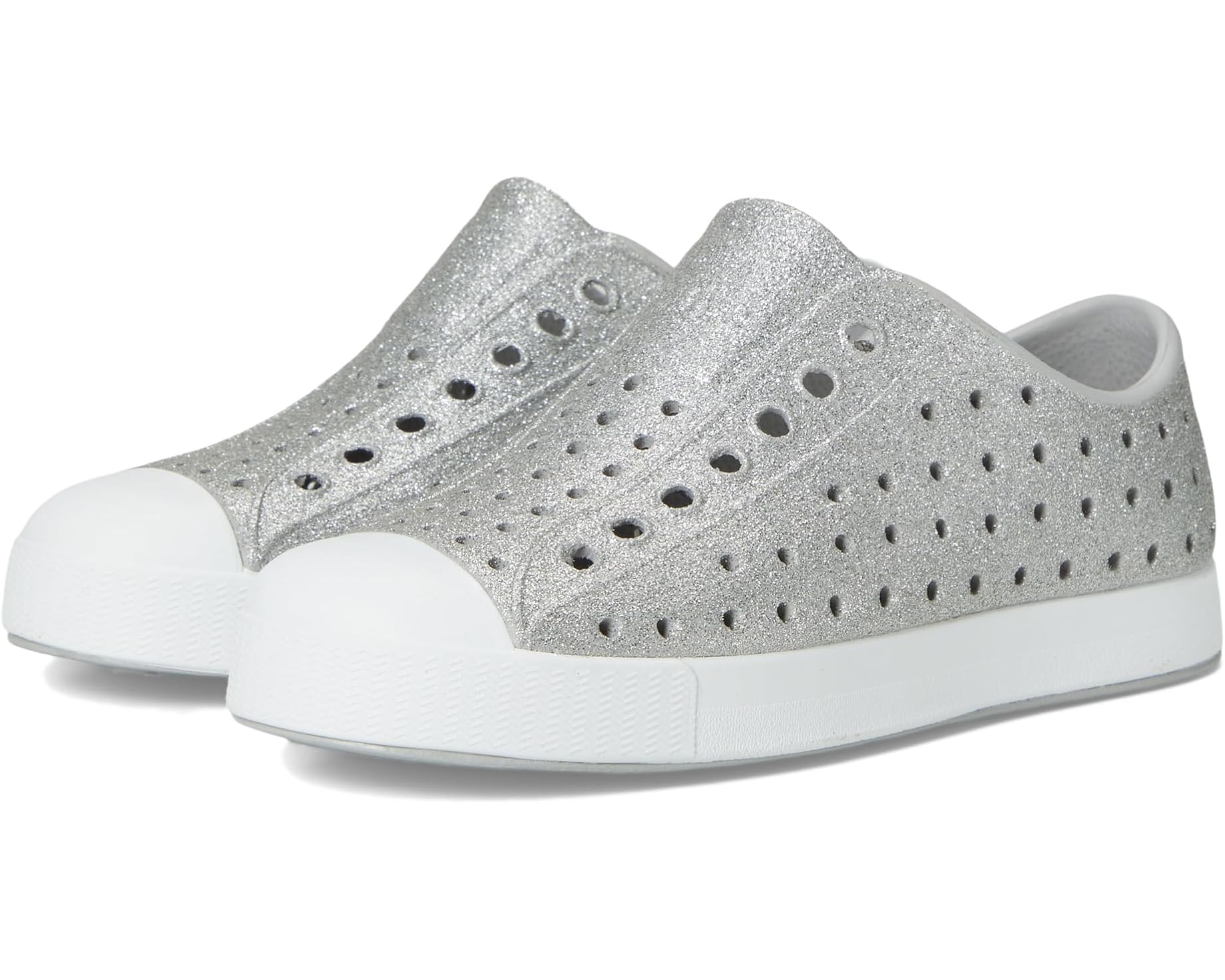 (取寄) ネイティブシューズ キッズ ジェファーソン (リトル キッド/ビッグ キッド) Native Shoes kids Jefferson Bio-Bling (Little Kid/Big Kid) Platinum Bling/Shell White｜ジェットラグ店