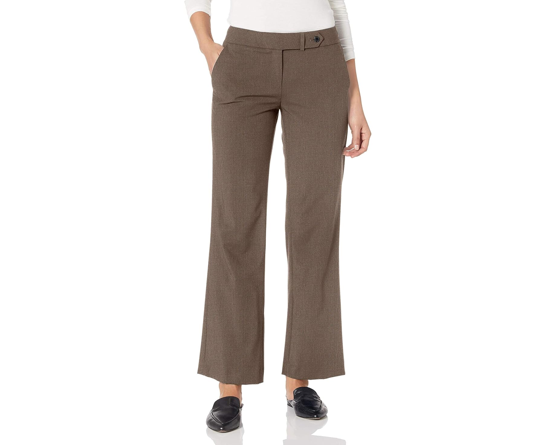 (取寄) カルバンクライン レディース ピティート クラシック フィット ラックス パンツ Calvin Klein women Petite Classic Fit Lux Pant Heather Taupe|ジェットラグ店