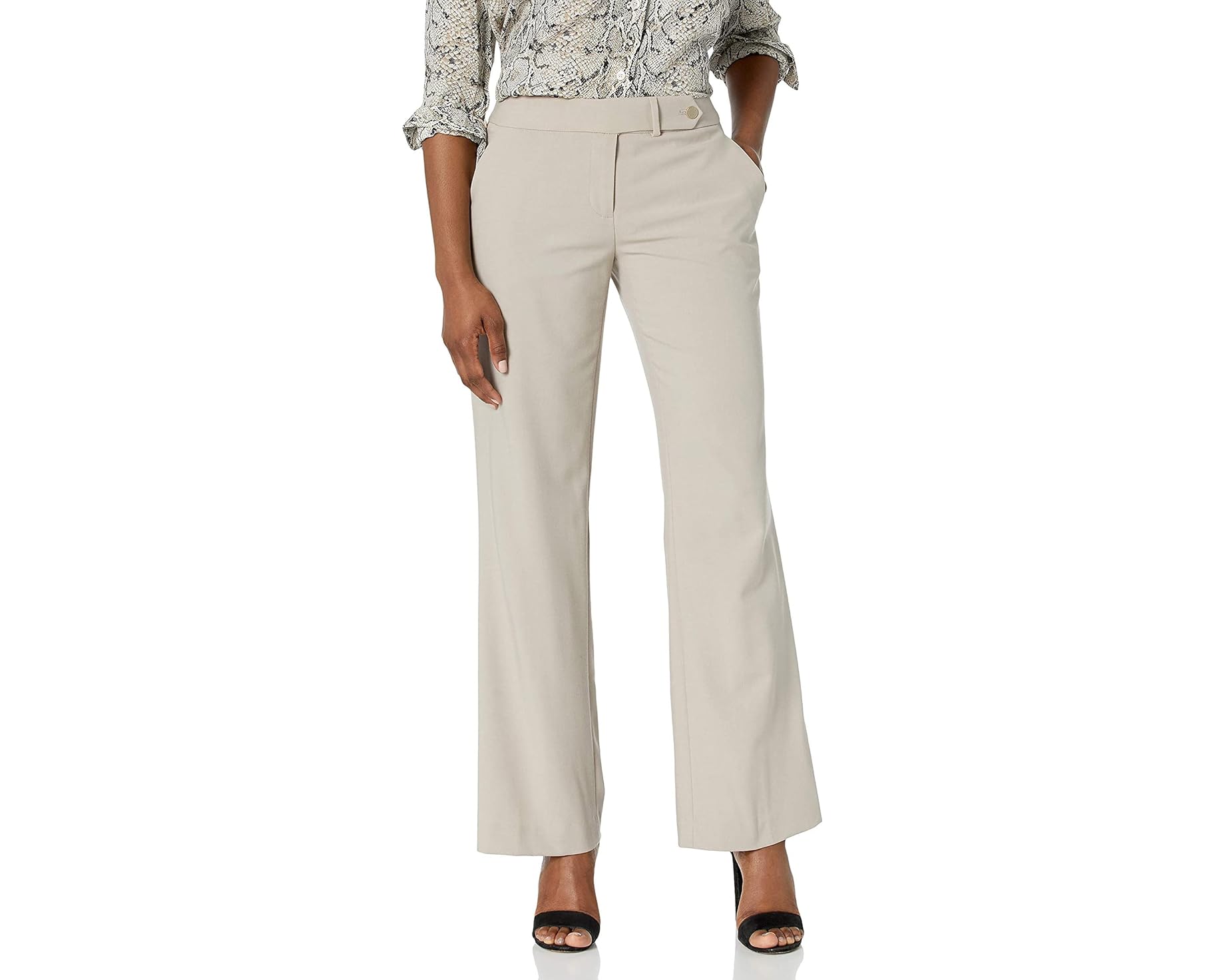 (取寄) カルバンクライン レディース ピティート クラシック フィット ラックス パンツ Calvin Klein women Petite Classic Fit Lux Pant Khaki|ジェットラグ店