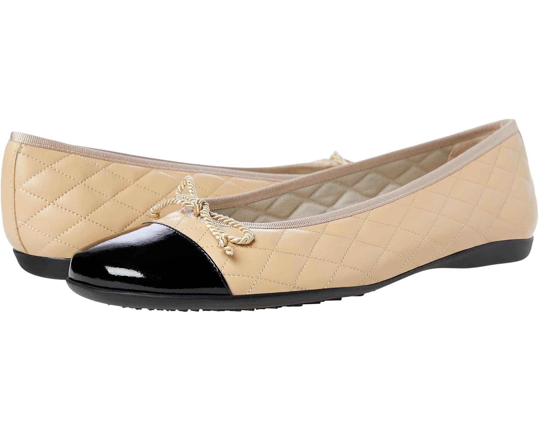 (取寄) フレンチ ソール レディース パスポートR フラッツ French Sole women PassportR Flat Black Patent/Beige Leather｜ジェットラグ店