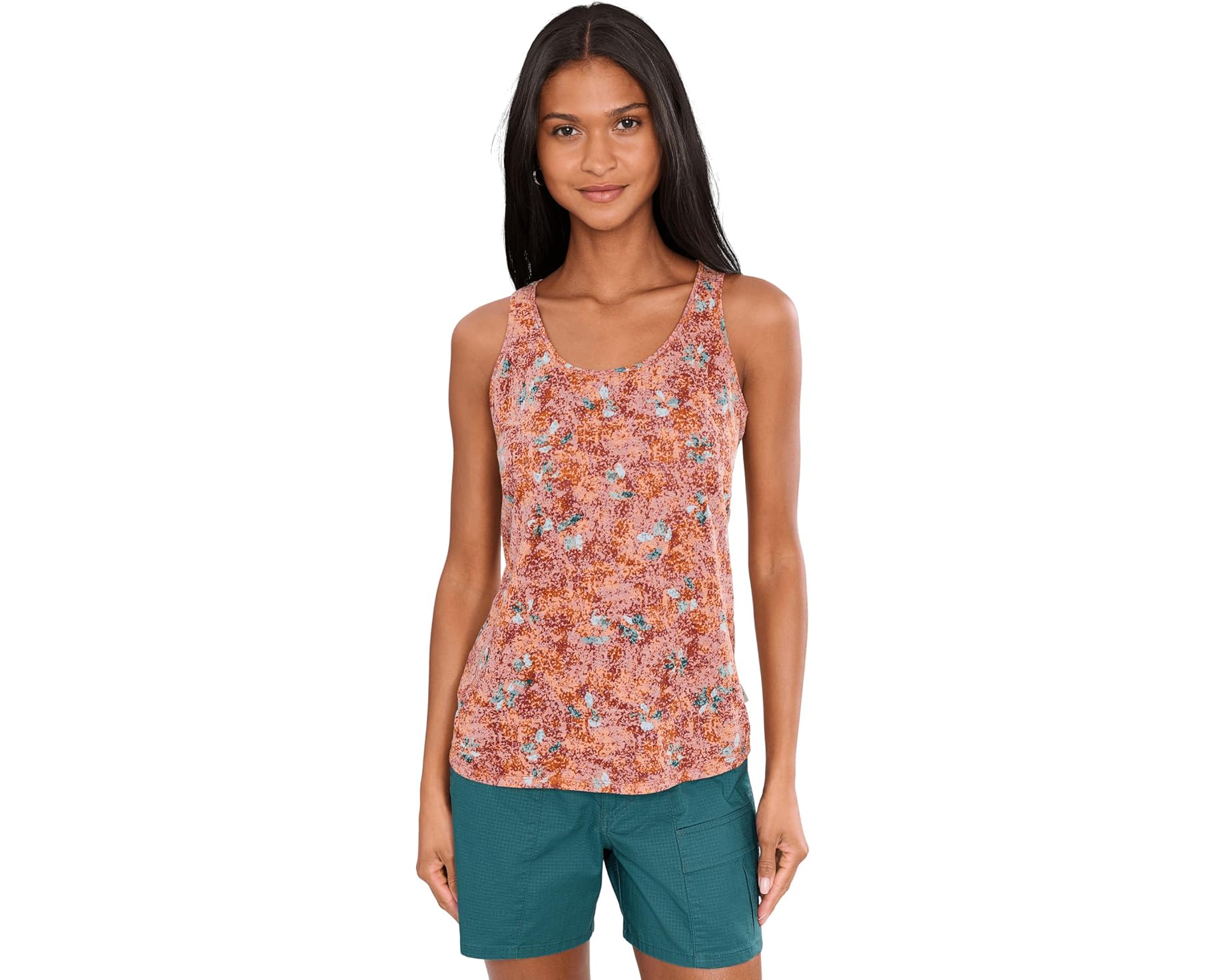 (取寄) ロイヤルロビンズ レディース フェザーウェイト タンク Royal Robbins women Featherweight Tank Mahogany Marigold Print｜ジェットラグ店